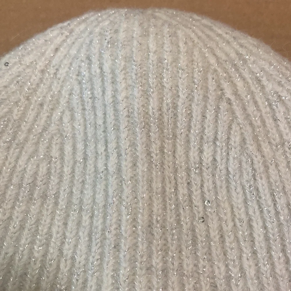 Hat Attack Metallic Sequin Sparkle‎ Beanie In Winter White Revolve Cozy Metallic